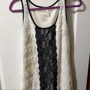 White and black lace tank